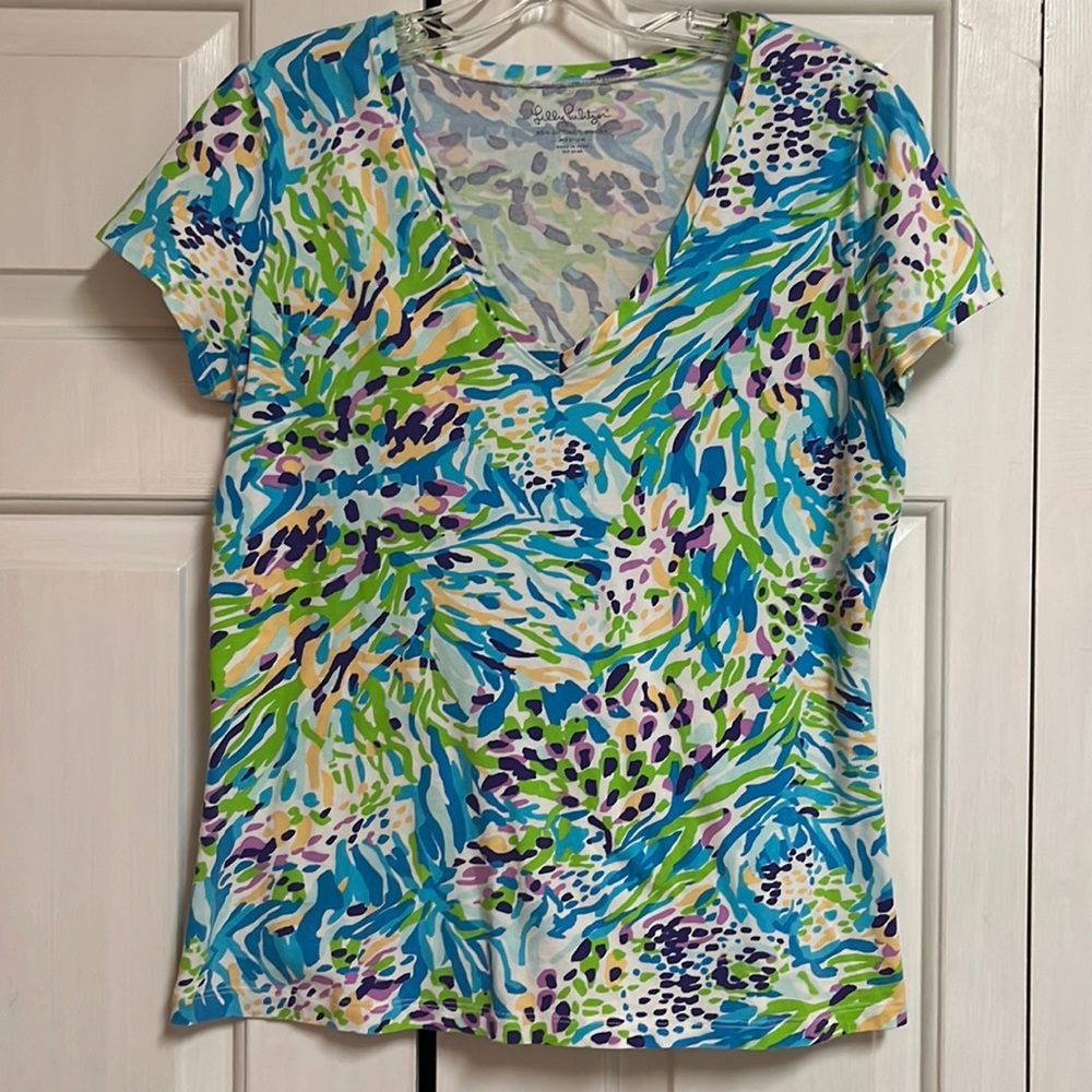 Lilly Pulitzer Sea Soirée V-Neck Short Sleeved Tee Size M